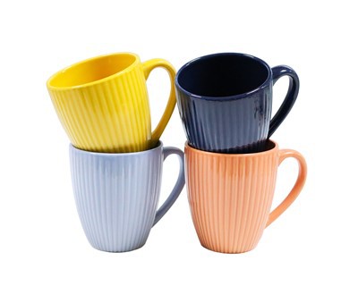 縦ストライプセラミックコーヒーマグ